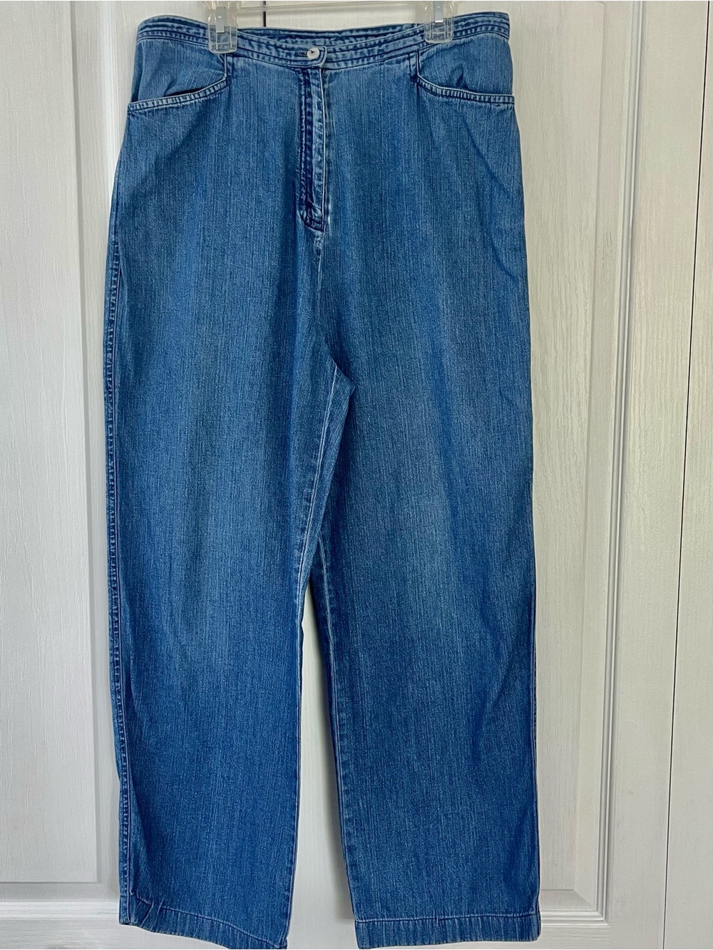 JM Collection by Jennifer Moore Womens Pants 10 Wide Leg Crop Lightweight Denim